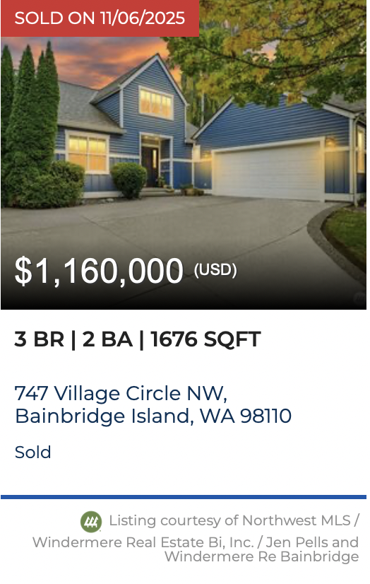 Village Circle Sold by Jen Pells Windermere Bainbridge 